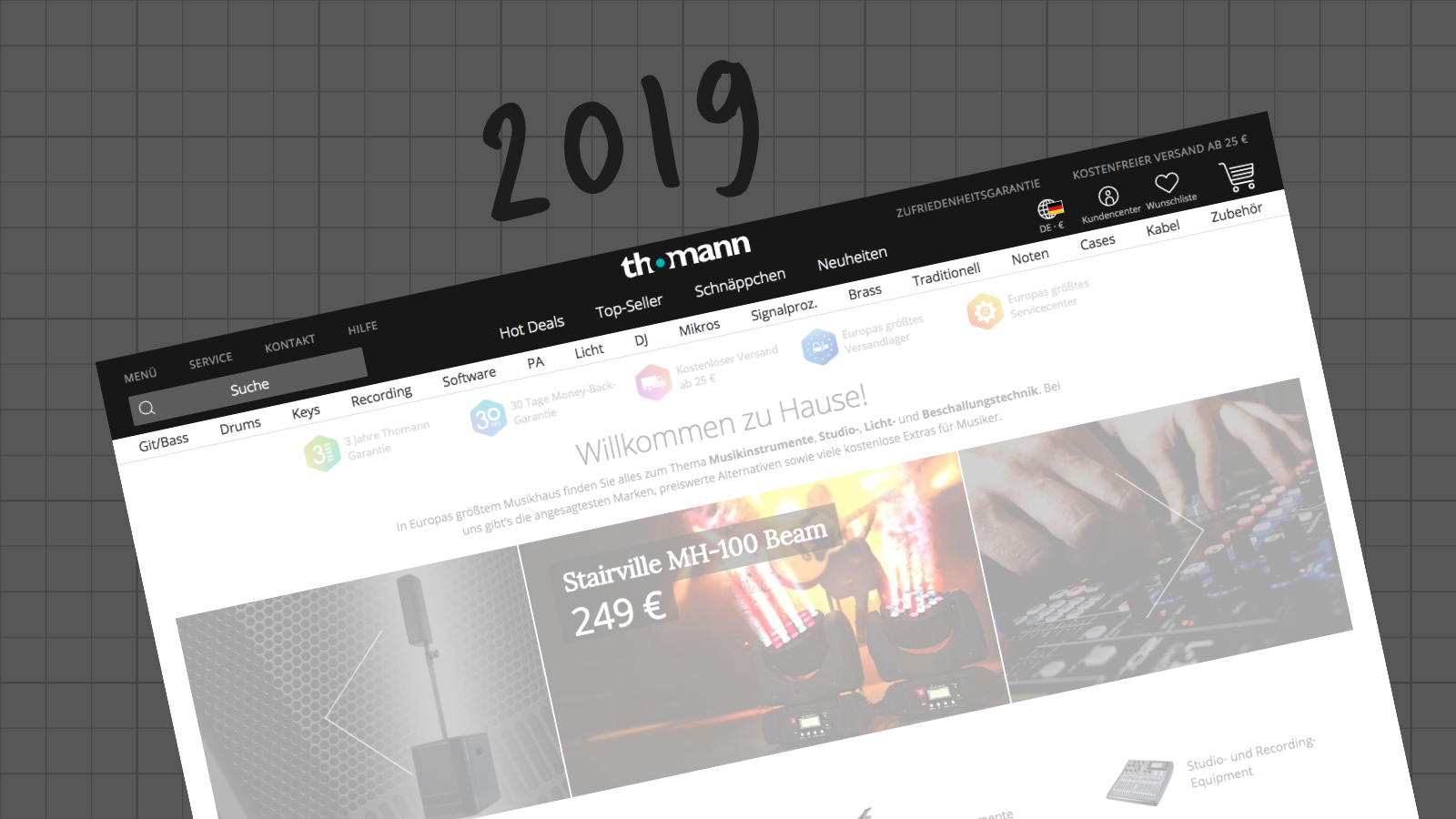 2019 Thomann website header