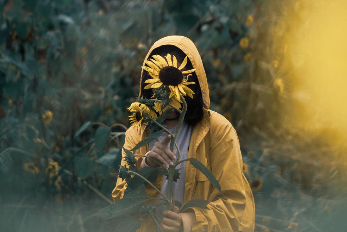 person with a sunflower